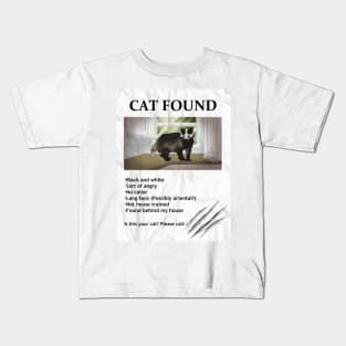 Cat Found Poster (Badger) Kids T-Shirt